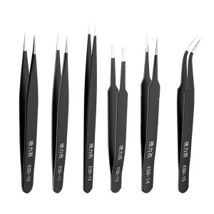 DELIXI | Antistatic Curved Fine Tip Tweezers Small