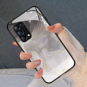 Gold Foil Inkwater Phone Case for Opporeno4 RENO4SE New RENO4PRO Protective Cover RENO5 Glass Fashion Anti-Fall Mirror Surface High-End Feeling Shell Trendy Brand INS Soft Edge