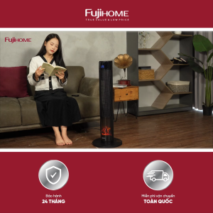 Quạt Sưởi Gốm Fujihome FH1950 – Sưởi Ceramic 2000W Hiệu Ứng Lửa 3D Cảm ứng + Điều Khiển Từ Xa - BH 24 THÁNG