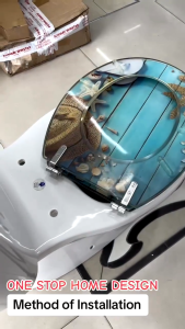 Round Ocean Resin Toilet Seat Penutup Mangkuk Duduk Tandas Resin Quick Release  Elongated Transparent Ocean Toilet Seat Quiet And Slow Close Lid And Seat Thickened 3D Effects