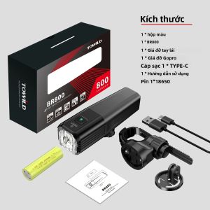Towild Đèn Xe Đạp br800 TypeC 18650 2000mAh pin có thể thay đổi LED MTB phía trước đèn pha nhôm đèn pin phụ kiện xe đạp