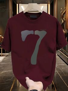 Áo Thun Cotton Phong Cách Hàn Quốc Mùa Hè 2025 in Số Tay Ngắn Cổ Tròn Rộng Rãi Thường Ngày Thoáng Khí Thoải Mái