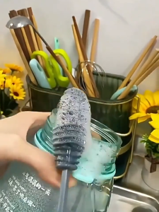 [LOCAL STOCK] Long Handle Silicone Bottle Brush Kitchen Cleaner Washing Cup Thermos Flask