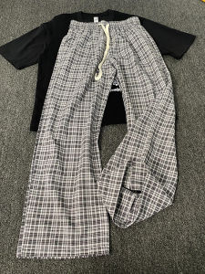 Quần Ống Đứng Rộng Rãi Mùa Hè Cho Nam Cleanfit Black White Grid Quần Dài Ống Rộng Phong Cách Mỹ Mỏng Thoải Mái