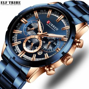 ELF TRIBE Mens Watches Relógio Mascolino Fashion with Stainless Steel Luxury Chronograph Quartz Watch