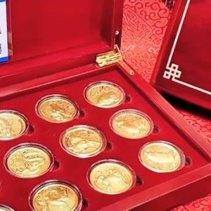 Feng Shui Lucky Chram Luxurious 12 Zodiac Gold Foil Coin With Box Set Commemorative Coin Souvenirs
