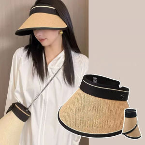 Zy Fashion Big Brim Woven Straw Hat for Women Fashionable Empty Top Sun Hat Outdoor Travel Versatile Sun Protection Hat