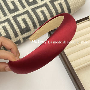 Early Spring Super White New Year Retro Red Satin Skull Top Headband Female Grade Sense Hairpin with Broad Edge Headband