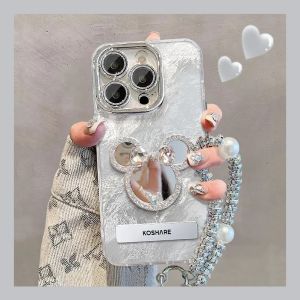 Fine Hole Glacier Pattern Mickey Mirror for Apple 16promax Phone Case Iphone15 New Arrival Mate60 Classy Pura70 Accessible Luxury Reno12 Bracket S19 Female Honor 200 Xiaomi 14