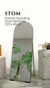 Astare - Standing Mirror Aesthetic Oval Minimalis 120×40cm - Gratis Packing Kayu