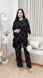 Oneset motif Dayli Arabic crop celana kulot setelan rayon premium motif kekinian terbaru new