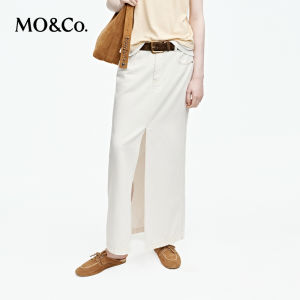 MO&Co. | Natural Fiber Long Straight Slit Skirt