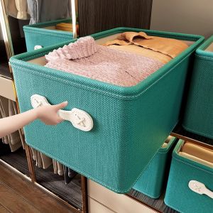 4-Piece Clothes Storage Box For Home Wardrobe Clothing Pants Finishing Box Fabric Layered Foldable Storage Basket Handy Gadget