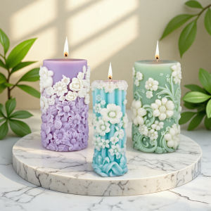 Flower Pillar Silicone Candle Mold Spring Flower Cylindrical Aromatherapy Soap Ornament Plaster Epoxy Resin Mold Home Decoration