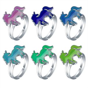 Mood Ring Unicorn Sweet One-horned Horse Temperature-sensitive Mood-changing Ring Adjustment Jewelry Vintage Rings for Women
