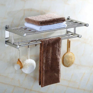 Stainless Steel 304 Thickened Towel Rack Space Saving Bathroom Shelf