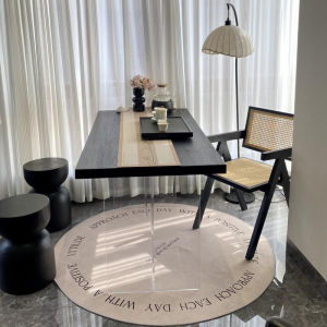 Minimalist Wabi Sabi Black Wooden Balcony Tea Table Acrylic Suspension Tea Table Chair Set for Small Living Room Home Furniture