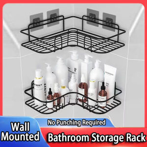 Wall Mounted Corner Storage Rack Toilet Rack Bathroom Organizer Storage Organizer No Drill Stainless Steel Shower Bathroom Wash Savings Frame Bilik Mandi Dinding 浴室置物架