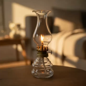 Đèn Dầu Thủy Tinh Trang Trí Bóng Loe / Đèn Lùn Bóng Cao  – Retro Home Decor