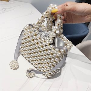 Classic Style Pearl Bag Womens Hand-Woven Bag DIY Material Bag Scattered Beads Homemade Beaded Bag Handbag