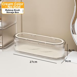 Dustproof Premium Feel Makeup Storage Box With Drying Rack