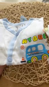 ( 4 Size / 3-11Kg) - Set 3-5 Áo Sơ Sinh Cotton Tay Ngắn Nút Xéo Trắng JOU cho bé trai bé gái JOU AC 25