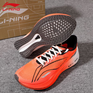 Li-Ning Flying Electric 4C Marathon Running Shoes Mens Breathable Mesh Carbon Plate Lightweight Shock Absorption Road Suitable