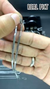 Kalung Pria dan Wanita Model Rantai Gepeng Terlaris Titanium Antikarat Anti Luntur Pengait Loobster