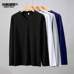 Bin Geo Bolo | Mens Long Sleeve V-Neck Cotton T-Shirt Casual Wear