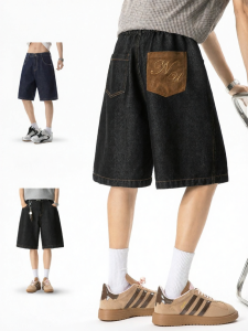 SZON | Vintage American Stylish Horsehair Pocket Five-pocket Shorts