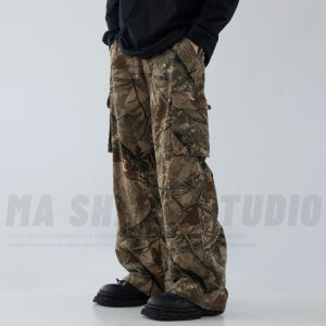 2025 New Camouflage Loose Leg Outdoor Work Pants American Rustic Design Large Pocket Casual Trousers for Men Youth Fashion