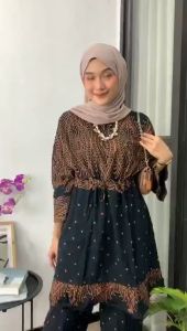 DIVASHION - Setelan Tunik Jumbo Busui Rayon Premium Motif Terbaru One Set Wanita Tunik Viral