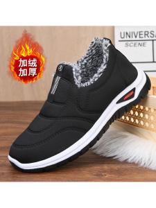 Winter Fleece-lined Heattech Old Beijing Cloth Shoes Mens Shoes Men Cotton Shoes Flats Casual Shoes Non Slip Daddys Shoes for Middle-Aged and Elderly People