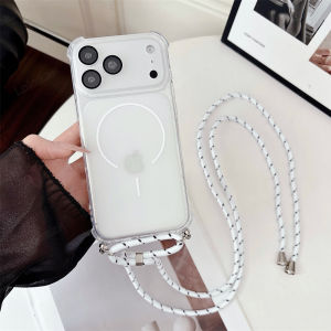 Luxury Lanyard For Magsafe Soft Armor Phone Case For iPhone 18 17 16 Pro Max 14 15 Plus 13 12 Wireless Charge Translucent Cover
