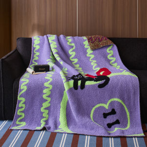 Warm Knitted Half-Fur Blanket Cute Cat Design Autumn Winter Napping Sofa Cover Blanket A-Class Soft Cozy Versatile Leisure Blanket