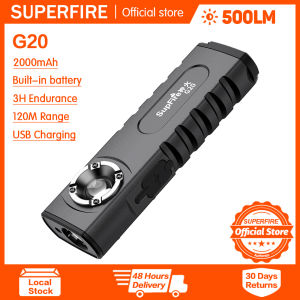 SUPERFIRE G20 multifunctional flashlight with laser rechargeable portable LED strong light flashlight waterproof long-range/side light/laser multiple modes torch outdoor camping hiking household vehicle repair work light