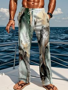 2026 New Fashionable Cool Landscape Ink Painting Style Loose Outdoor Street Leisure Sports 3D Printing Vitality Pants