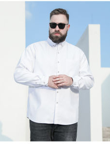 Plus Size 10XL Gold Buttons Men Long Sleeves Classic Black White Top Oversize Loose Business Big Shirts