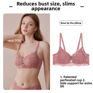 Lace Push-up Wire-free Underwear Set Minimizes Large Breasts