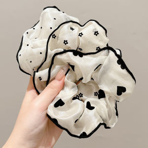 Dây Buộc Tóc Tròn Màu Trắng Có Họa Tiết Chấm Bi Đàn Hồi Cao Dành Cho Nữ Dây Buộc Tóc Không Gây Hư Tổn Cho Tóc Dây Buộc Tóc Cho Mái Tóc Ngắn