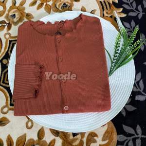 Cardigan Crop Top Lengan Panjang Rib Knit Premium Zaynra