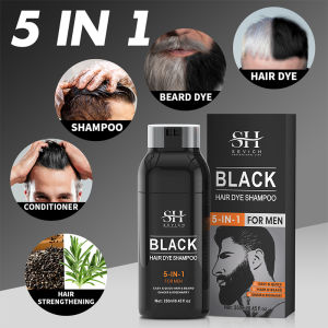 Sevich Hair Dye Shampoo 5 In 1 For Men Black Hair Dye Shampoo Beard Color Dye Cream To Cover Gray White Hair Darkening Shampoo
