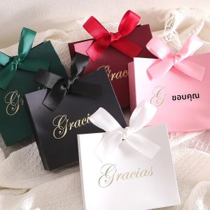 ชุดกล่องของขวัญ 5 ชิ้นหรูหราพร้อมดีไซน์ "Gracias" และริบบิ้น - เหมาะสําหรับจัดเก็บขนม ลูกอม และของขวัญเล็กๆ น้อยๆ - Perfect Fo