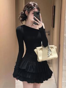 SHANGSHA | Summer High-End Shoulder Asymmetrical Dress
