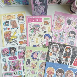 Cute Sweet Cool Japanese Shibuya Girl Sticker Korean Kawaii Cartoon Y2k Stickers Hand Account Diary Scrapbook Decorative Sticker