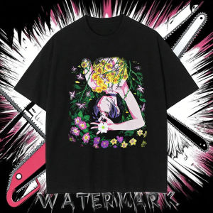 Bandai | Anime Chainsaw Man T Shirts Vintage Washed Kobeni T-shirt Manga Denji Power Reze T Shirt Makima Tops Tees 100% Cotton