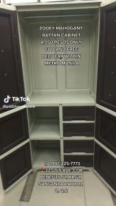 Zooey Mahogany Rattan Cabinet & Wardrobe: A Stylish Storage Solution