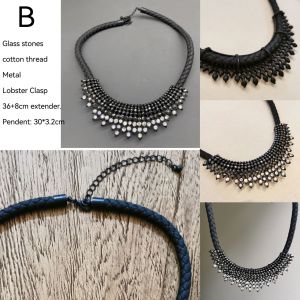 DaVee Vintage Western Style Necklace Choker Brass Roma Double Layer Necklace Set Pearl Shell Crystal Gold Plated Necklace