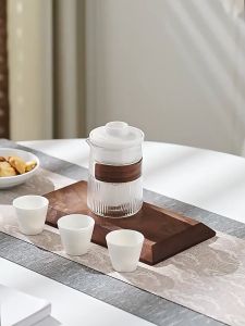 Aesthetic Design Portable Travel Tea Set with 1 Teapot and 3 Cups for Outdoor Picnic Camping