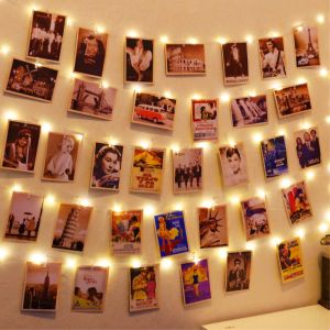 with photo clip christmas String Lights Battery Operated Starry Fairy String Lights with Clips for Pictures Bedroom Wall Patio Halloween Thanksgiving Christmas Party Wedding decorations for room